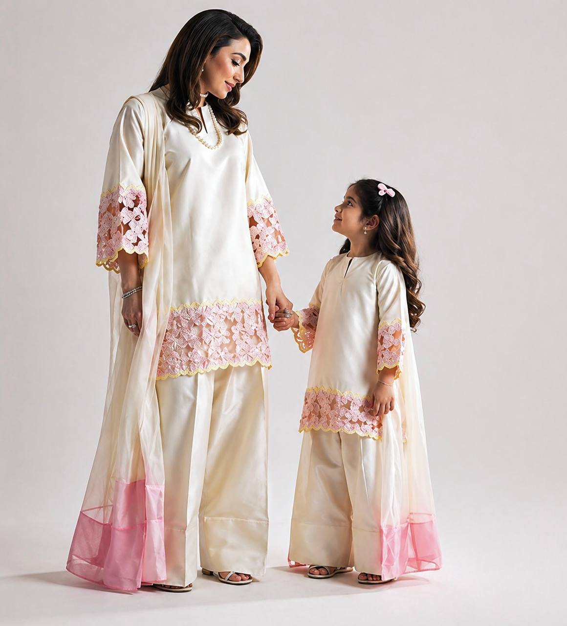 Miniature Pearl Silk Festive Kurta